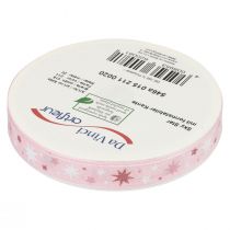 tételeket Szalag karácsonyi ajándék szalag rózsaszín csillagmintás 15mm 20m