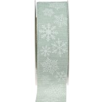 Karácsonyi szalag hópehely ajándék szalag világoszöld 35mm 15m