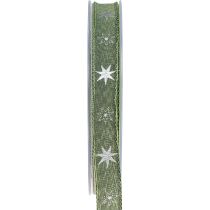 tételeket Karácsonyi szalag csillagok ajándék szalag zöld ezüst 15mm 20m