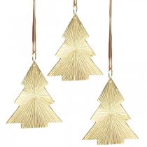 Karácsonyfa fém arany 8x10cm akasztható 3db.