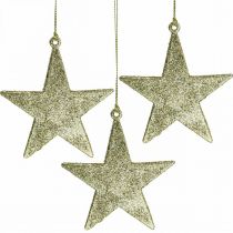 Karácsonyi dekoráció csillag medál arany glitter 10cm 12db