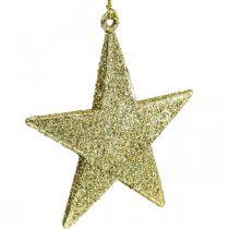 Karácsonyi dekoráció csillag medál arany glitter 10cm 12db