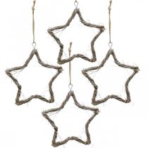 tételeket Karácsonyi dekoráció csillag bodza csillagok akasztani fehér mosott 20cm 4db