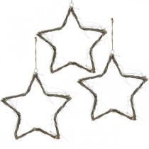 tételeket Karácsonyi dekorációs csillag fehér mosott csillagok akasztható bodza 30cm 4db