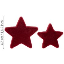 tételeket Karácsonyi díszek, csillagok, bordói mintás, asztaldísz, 4-5 cm, 40 darab