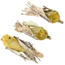 tételeket Karácsonyi dekorációs madárcsipesz zöld, csillámos 12cm 6db vegyes