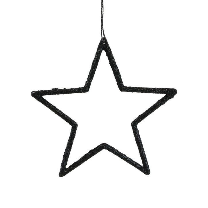 tételeket Karácsonyi dekoráció csillag medál fekete csillámos 12cm 12db
