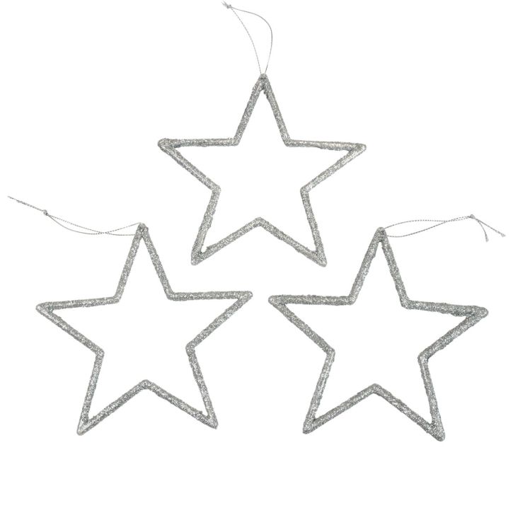 tételeket Karácsonyi dekoráció csillag medál ezüst csillám 12cm 12db