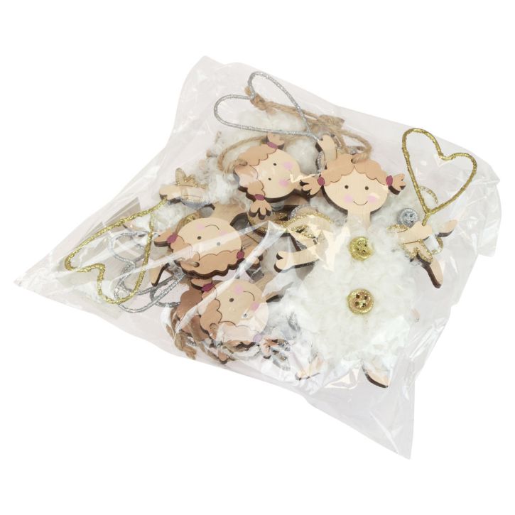 tételeket Karácsonyi angyal szívvel Karácsonyfadíszek fa 14,5cm 8 db