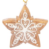 tételeket Karácsonyi díszek, mézeskalács, cukormázas mintás, diótörő, csillag, fa, koszorú, 6 cm, 4 darab