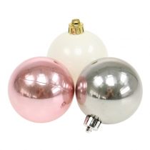Karácsonyi golyó mix rózsaszín, szürke, fehér Ø5,5cm 10db