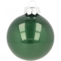 Karácsonyi labdák üveg Karácsonyfa golyók zöld matt Ø6cm 24 db