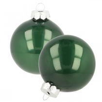 Karácsonyi labdák üveg Karácsonyfa golyók zöld matt Ø6cm 24 db