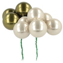 tételeket Karácsonyi gömbdísz üveg tükör bogyók olíva ezüst Ø40mm 32 db