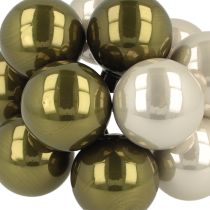 tételeket Karácsonyi gömbdísz üveg tükör bogyók olíva ezüst Ø40mm 32 db