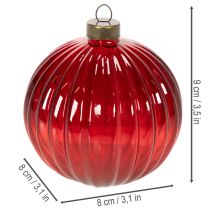 tételeket Karácsonyi gömbdíszek, üveg, piros, 8 cm, 12 darab