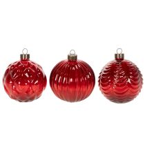 tételeket Karácsonyi gömbdíszek, üveg, piros, 8 cm, 12 darab