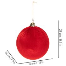tételeket Piros bársonyhatású karácsonyfadísz, nagy, 20 cm-es karácsonyfadísz, 3 darab