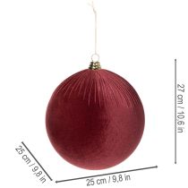 tételeket Nagy piros bársony karácsonyfadísz akasztásra, 25 cm, 2 darab
