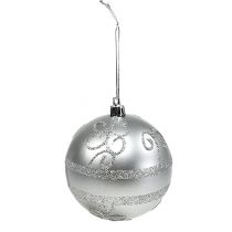 Karácsonyi golyó ezüst Ø8cm műanyag 1db