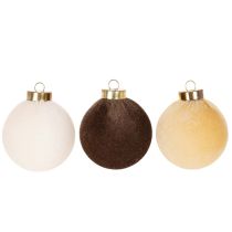 tételeket Karácsonyi gömbdíszek, bársony hatású, meleg színek keveréke, 8 cm, 12 darab