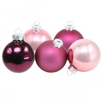 tételeket Mini fagolyók, karácsonyi golyó mix, karácsonyfa medál lila H4,5cm Ø4cm valódi üveg 24db