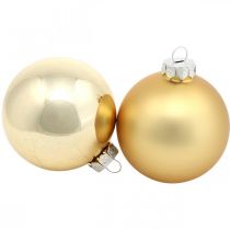 Fagolyó, karácsonyfadíszek, karácsonyi golyó arany H8,5cm Ø7,5cm valódi üveg 12db