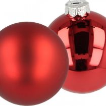 tételeket Karácsonyfa golyó, fadíszek, karácsonyi golyó piros H8,5cm Ø7,5cm valódi üveg 12db
