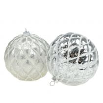 tételeket Gyémánt mintás karácsonyi labdák ezüst matt, fényes Ø8cm 2db