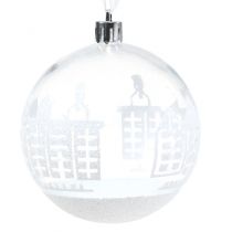 Karácsonyi golyó műanyag fehér, átlátszó Ø8cm 2db