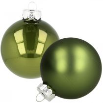 Üveg karácsonyi labdák zöld keverék Ø6cm 24db