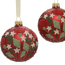 Karácsonyi labdák üveg piros karácsonyfa golyók réti Ø8cm 6db