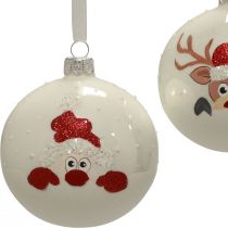 tételeket Karácsonyi labdák üveg fehér karácsonyfa golyók téli Ø8cm 6db