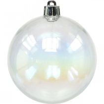 Karácsonyi labdák műanyag átlátszó irizáló Ø8cm 6db