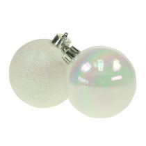 Karácsonyi labdák műanyag fehér-gyöngyház Ø6cm 10db