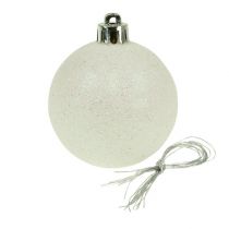 Karácsonyi labdák műanyag fehér-gyöngyház Ø6cm 10db