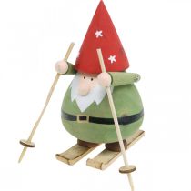 tételeket Gnome a sílécen dekoratív figura fa Karácsonyi Gnome figura H13cm