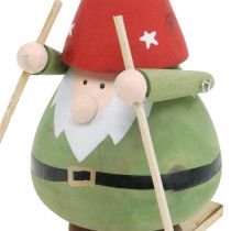 tételeket Gnome a sílécen dekoratív figura fa Karácsonyi Gnome figura H13cm