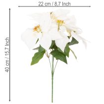 tételeket Mesterséges mikulásvirág, fehér, nagy virágú, dísznövény, 40cm