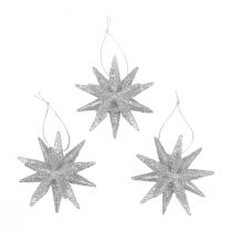 tételeket Mikulásvirág karácsonyi díszek ezüst csillogás Ø7cm 6db