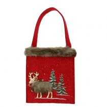Karácsonyi táska piros bundával 15,5cm x 18cm 3db