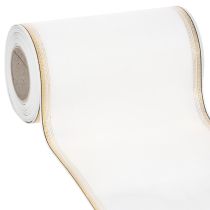 tételeket Fehér moaré koszorú szalag arany gyöngy szegéllyel, 175 mm - Elegáns szalag dekorációhoz és virágkötészethez