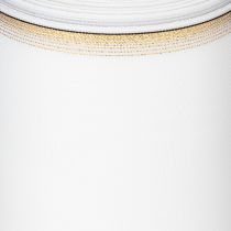 tételeket Fehér moaré koszorú szalag arany gyöngy szegéllyel, 175 mm - Elegáns szalag dekorációhoz és virágkötészethez