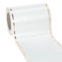 tételeket Fehér koszorú szalag arany szegéllyel számítógépes nyomtatáshoz, szatén szalag, vízálló, 25m x 125mm