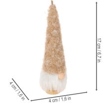 tételeket Dekoratív gnóm figura szakállal, akasztásra, 17 cm, 6 darab