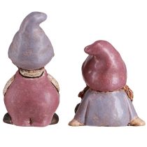tételeket Gnome Spring Boy Girl Pair Purple Pink H10/14cm 2 db