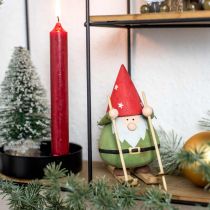 tételeket Gnome a sílécen dekoratív figura fa Karácsonyi Gnome figura H13cm