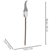 tételeket Gnóm díszfigura csíkos kalappal fa pálcán, 46cm, 6 darab