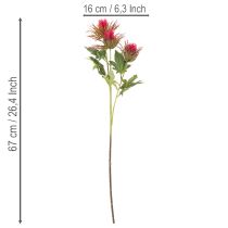 tételeket Műbőr vörös bogáncs ág dekorációhoz, 67cm, 3 darab