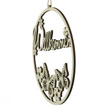 tételeket Üdvözlőtábla, fa díszgyűrű pillangóval, Ø21,5cm, 4 darab - ajtókoszorú dekoráció, rugó, natúr szín